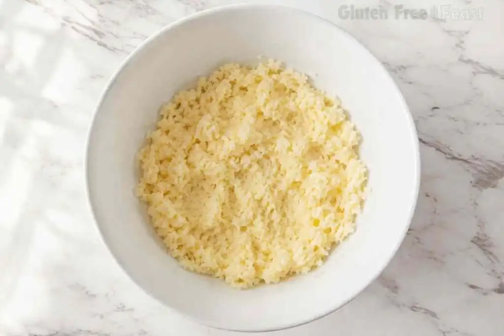 Butter and sugar creamed together in a mixing bowl until light and fluffy
