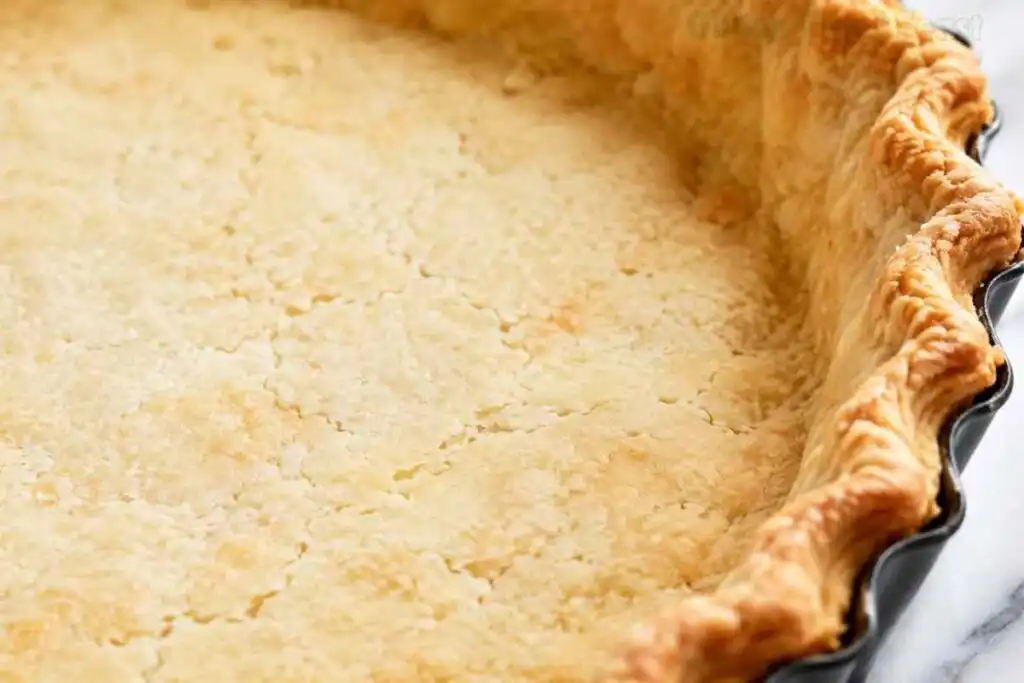 Close-up of flaky gluten free pie crust edge