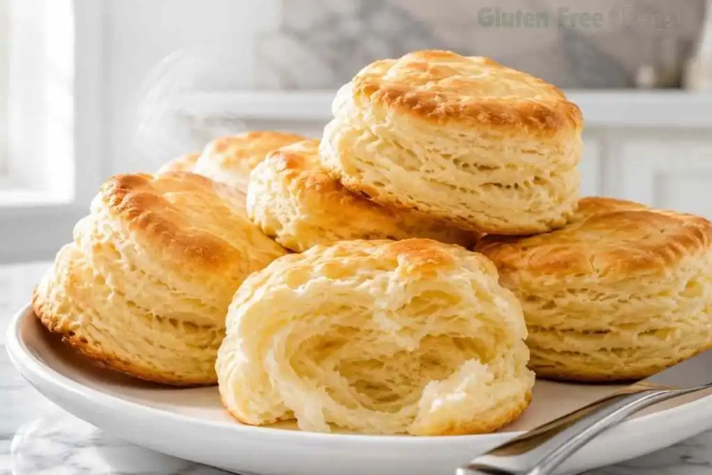 gluten free buttermilk biscuits soft fluffy with golden top and pull apart layers celiac safe breakfast